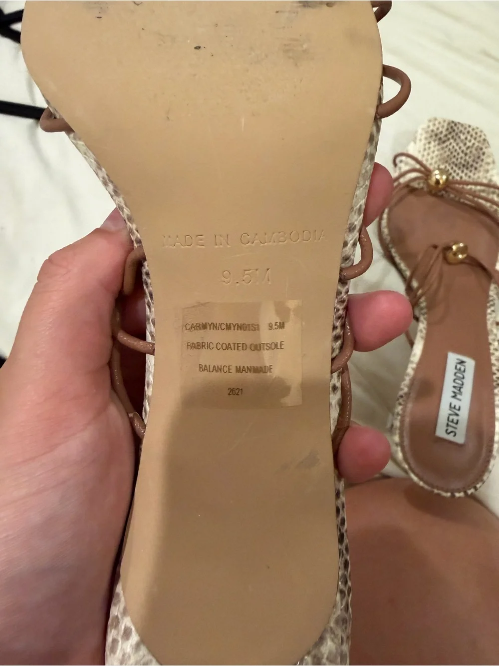 Steve Madden Tan & Beige Snake-Print Strappy Slide Sandals